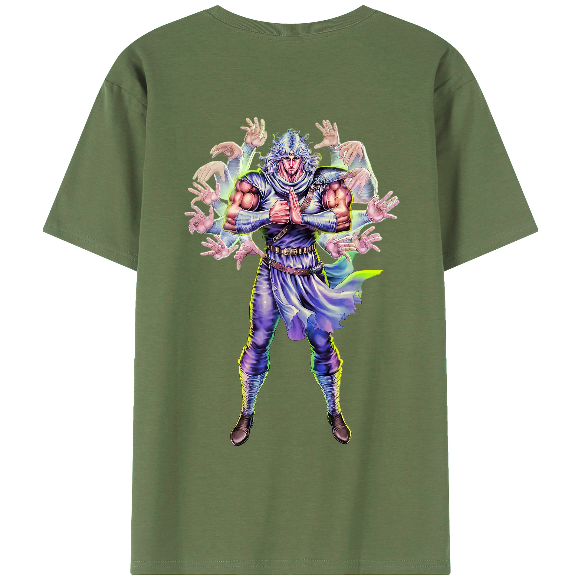 （画像用） 北斗の拳 Fist of the North Star 綿100％ メンズ半袖Tシャツ（バックプリント） 通気性
